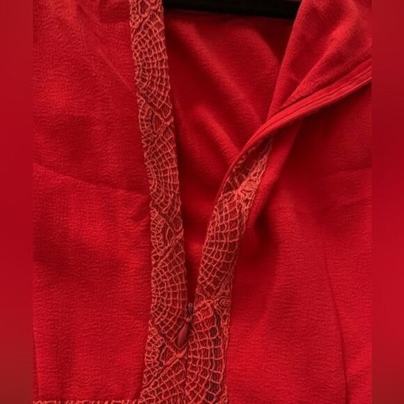 Pins And Needles Red Lace Trim Short Sleeve Dress Size 4 Polyester/Nylon Womens - Picture 8 of 11